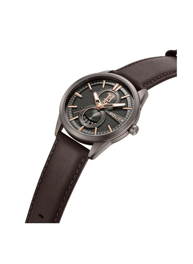 بوليس Styleshift Gunmetal Dial Genuine Leather Strap Analog Watch for Men, 43mm